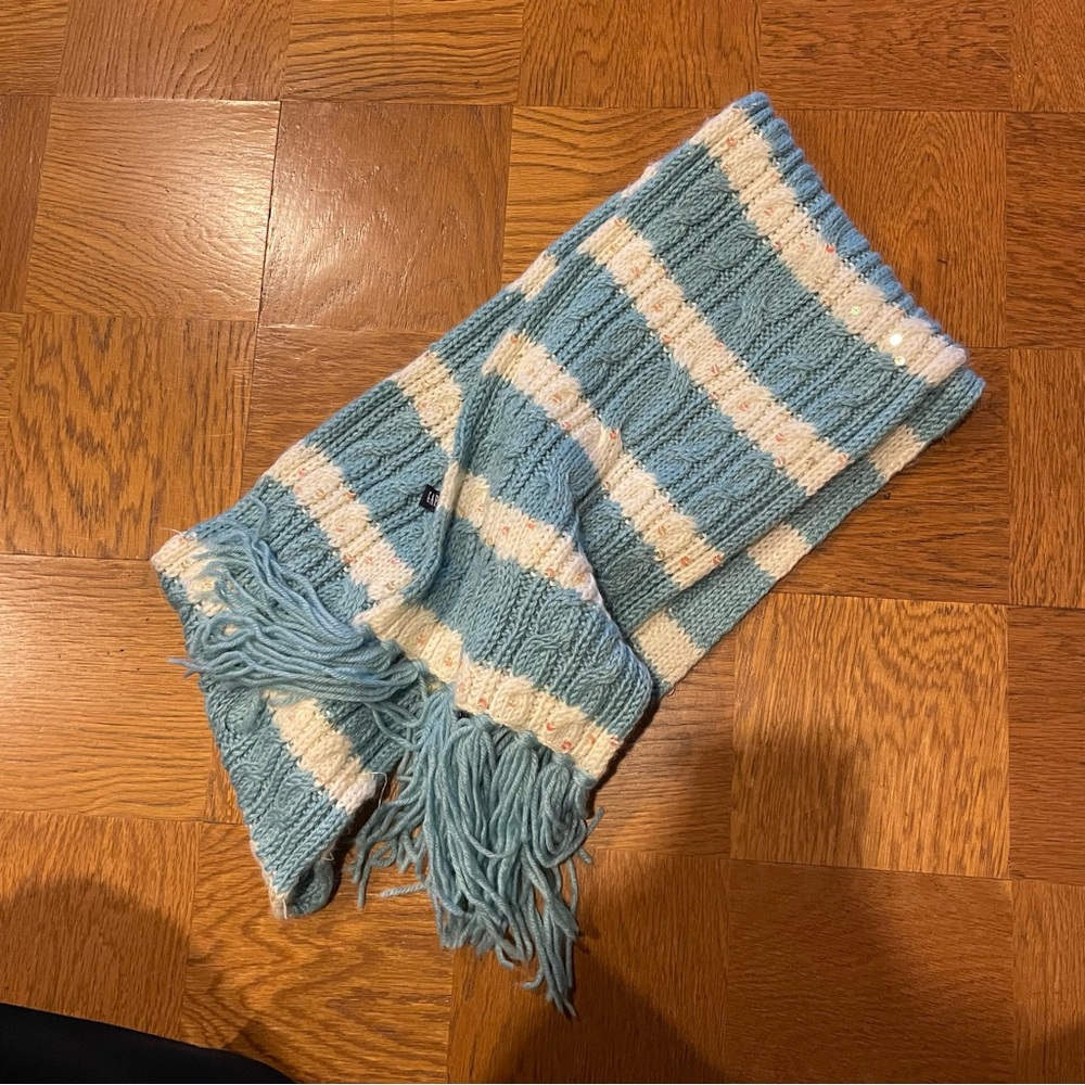 Gap Blue and White Striped Scarf